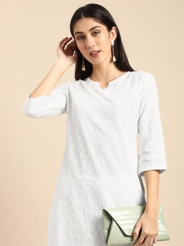 Image of Amazon Brand - Tavasya Women Cotton Solid Straight Kurta