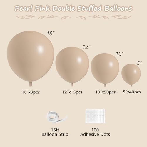 Image of 108Pcs Double Stuffed Nude Balloon Garland Arch Kit