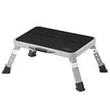 SHADEPLUS (シェイドプラス) RVステップ 折りたたみ式ステップスツール 高さ調節可能な金属製ステップスツール 高耐久 RVエントリーステップ 滑り止めゴム脚とプラットフォーム付き キャンピングカーステップは最大1ポンドまでサポート 大人用
