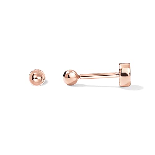 Image of PAVOI 14K Gold Plated Solid 925 Sterling Silver Posts Dainty Ball Stud Flatback Earrings for Women - Cartilage Helix Piercing Jewelry - Small Screwbacks Stud Earrings for Women