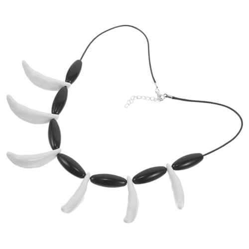 POPETPOP Collar Tribal de Resina Ajustable con Colgante en Forma de Diente para Disfraz de Cavernícola Unisex Accesorio de Cosplay para Halloween y Fiestas Temáticas de Selva