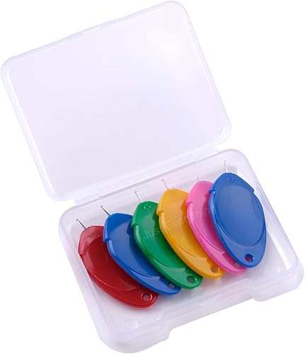 Image of JUST EVERYTHING Needle Threader, Small Needle Eye Threader Tool, Easy Threader for Machine and Hand Sewing, Fast and Precise Threading, Ideal for Needlework, Transparent Box, Color Random (10 Pcs)