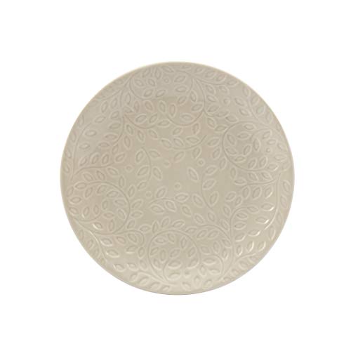 Tabletops Gallery Fashion Dinnerware- Embossed Stoneware Dishes Service For 4 Dinner Salad Appetizer Dessert Plate Bowls, 20 Piece Boxwood Dinnerware Set In Cream #TOP5