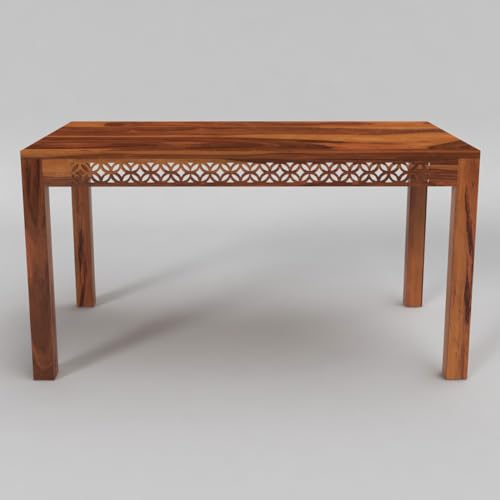 Image of Solid Sheesham Wood 6 Seater Dining Table Set with Cushioned Chairs for Dining Room | Living Room | Home & Office | Hotels Restaurant & Cafe (6 Seater, Honey A)