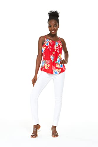 Image of Matchable Family Hawaiian Luau Men Women Girl Boy Clothes in Hibiscus Red