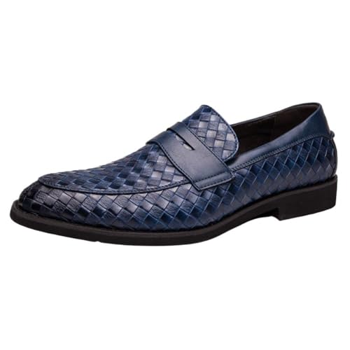 Men’s Leather Slip-On Dress Shoes Oxford Formal Business Loafers Round Toe Non Slip Comfortable Shoes for Men Tuxedo Office Wedding