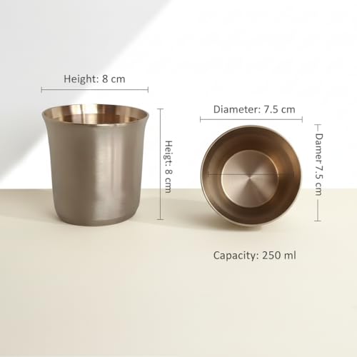 Image of Blessing Art Pure Kansa Bronze Glass /Tumbler in Matte Finish -1 Piece, 200 Ml, Gold- Handcrafted Ayurvedic Drinking Cup | Enhances Health & Digestion | Traditional Indian Drinkware for Daily Use |