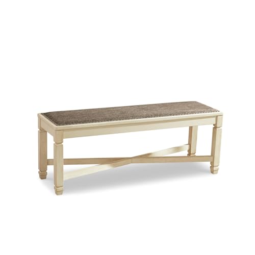 Signature Design by Ashley Bolanburg Upholstered Dining Bench, 50", White - image 1