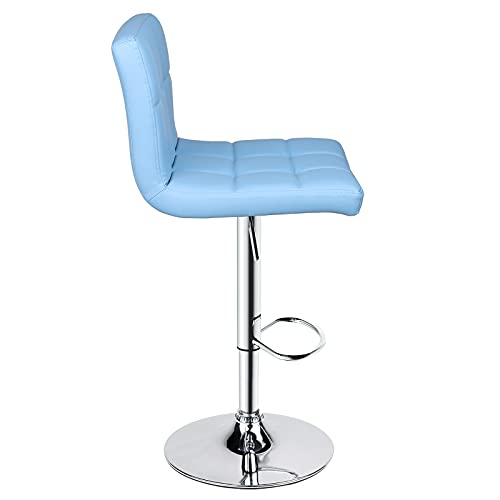 Leopard Bar Stools, Modern Pu Leather Adjustable Swivel Bar Stool With Back, Set Of 2 (Light Blue) #TOP4