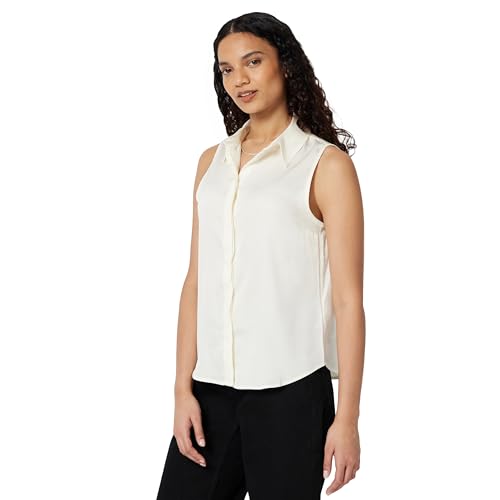 Amazon Essentials Womens Regular-Fit Sleeveless Button-Down Blouse Eggshell White X-Large