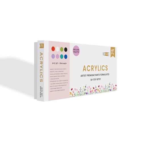Image of Itsy Bitsy Art Story Artists Acrylic Paint Set - Pastel 8 colours X 30ml each| for Paper, Canvas, MDF, Wall, Glass, Plastic, Metal, Terracotta|Premium Multi Surface paint for DIY Art & Craft| For Beginners Students Adults