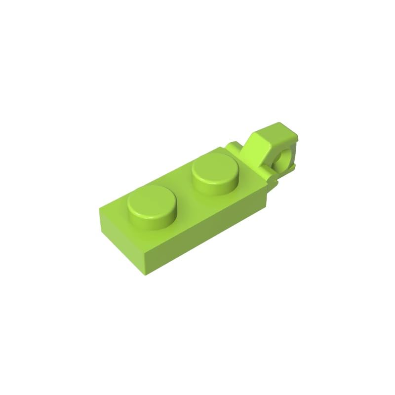 Gobricks 44301 Hinge Plate Hinge Plate 1x2 Locking with 1 Finger On End, Without Groove 50 Pieces GDS-820 Compatible with Lego Building Blocks Color:Lime — image 1