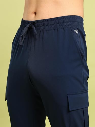 Image of TECHNOSPORT Men's Regular Fit Mid Rise Polyester Solid Cargos for Activewear, Regular Use and Quick Dry