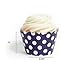 Dress My Cupcake Navy Blue Polka Dot Cupcake Wrappers, Set of 12 – Decorative Paper Baking Wraps for Standard Cupcakes, Party Desserts, Birthdays, Baby Showers, Weddings