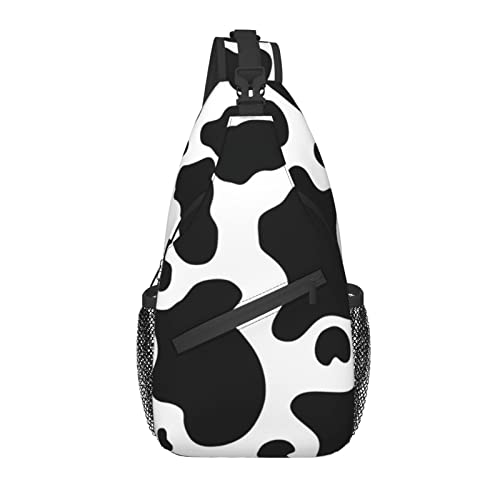Sling Bag, Black & White Cow print Crossbody Sling Backpack for Casual Shoulder Women & Men