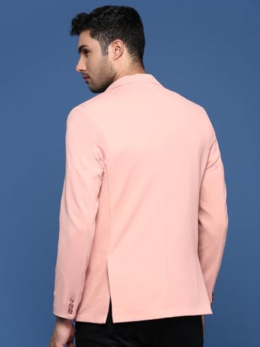 Image of SHOWOFFFF Men Solid Single Breasted Formal Blazer | Notched Lapel Full Sleeves Cotton Blazer for Mens | Slim Fit Regular Length Blazer for Men's