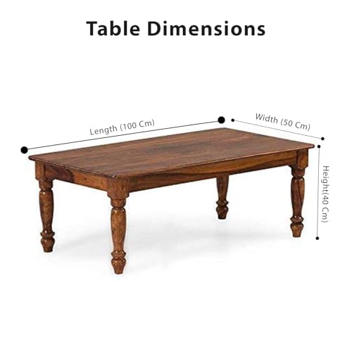 Image of SHIKHA WOOD CRAFT Solid Sheesham Wood Rectangle Center Coffee Table | Multipurpose Space-Saving Wooden Teapoy Furniture for Living Room, Office, Hotels, and Home (Honey Finish)