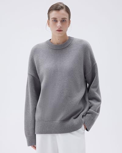SUUKSESS Women Cashmere Oversized Long Sleeve Pullover Sweater Crew Neck Jumpers4