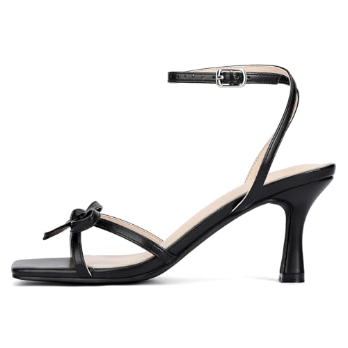 Image of Goderci Kitten Heels with Bow Strappy Heels for Women