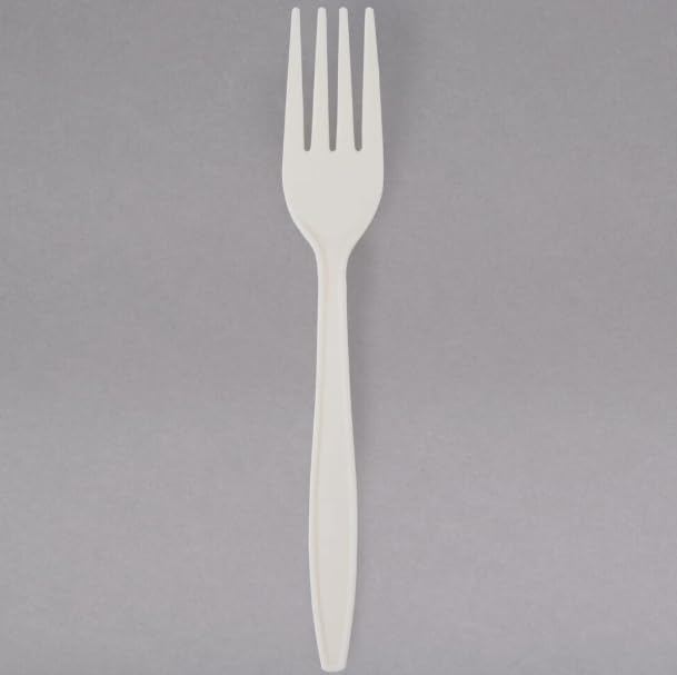 SunnyCare Compostable 7 Inch Fork, Biodegradable Disposable Utensils, White, Case of 1000