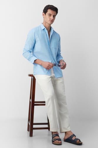 Image of Peter England Men's Slim Fit Full Sleeve 100% Cotton Slub Casual Everyday Shirt