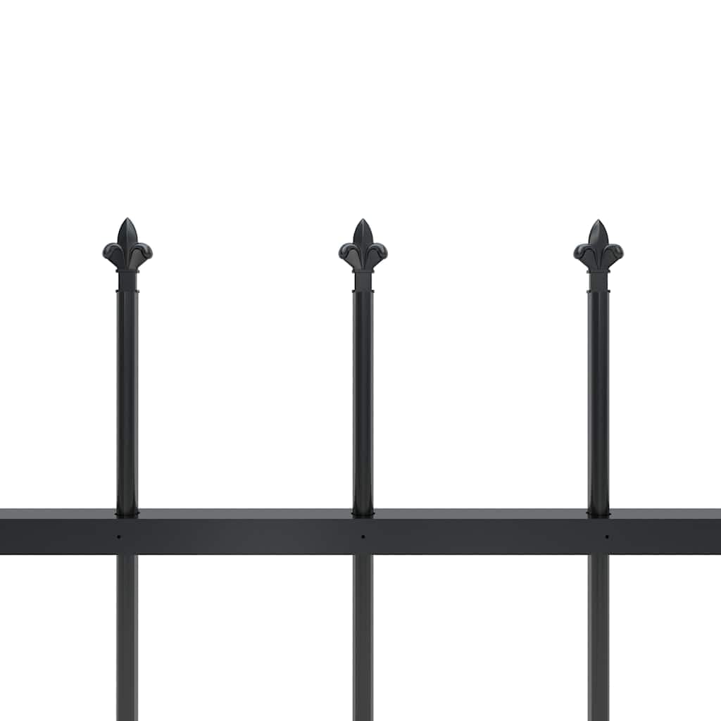 vidaXL Recinzione da Giardino con Punta a Lancia in Acciaio 892,5x80 cm Nero