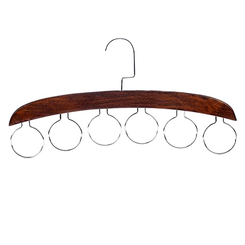 LERTREEUK - Percha de madera con 6 anillas para corbatas, bufandas, cinturones - Organizador de armario - Percha de madera (café) Cover