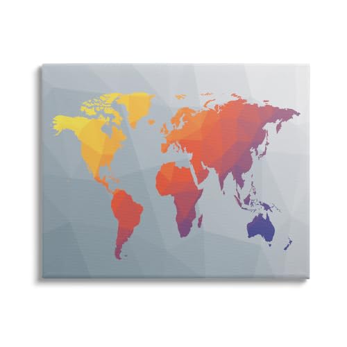 Stupell Industries Polygonal World Map Travel, 30 x 40 Inch Canvas Wall Art