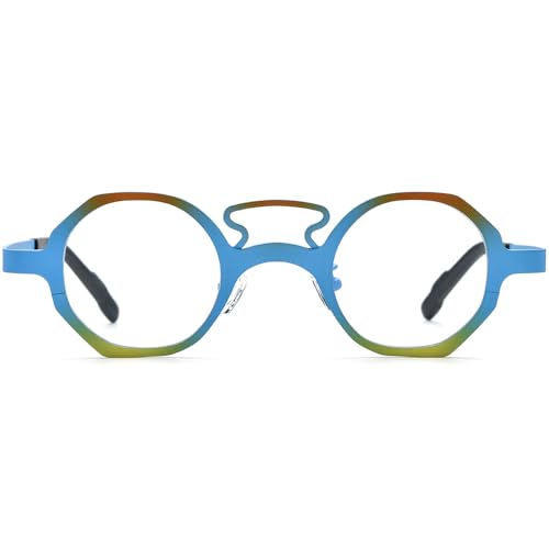 Image of FONEX Colorful Pure Titanium Glasses Frame Women Retro Round Eyeglasses