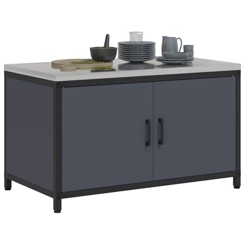 vidaXL Kitchen Storage with Shelf Anthracite 90 x 50 x 53 cm Steel, Modern Kitchen Storage Solutions, Rectangular Steel Shelf Unit for Durable Organization, Compact Gadget and Utensil Rack