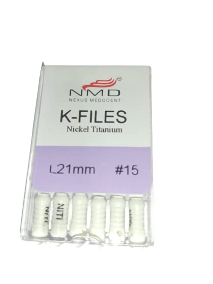 Image of Dental Niti-K-Files (21Mm, White(#15 No)) (Pack Of 6Pc)