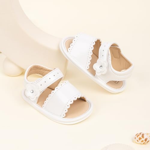 Image of Babelvit Infant Baby Girl Boy Sandals Comfort Premium Summer Outdoor Casual Beach Shoes with Flower Bowknot Anti Slip Rubber Sole Newborn Toddler Prewalker First Walking Shoes