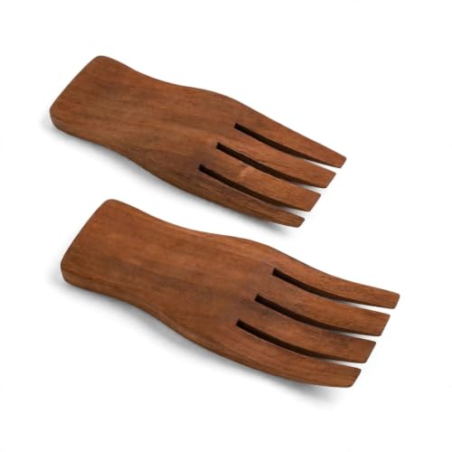 Divine Glance Acacia Wood Salad Servers Set of 2-7 Inch, Handcrafted
