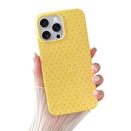 Yeddabox for iPhone 14 Pro Case Cute Polka Dot Phone Case Soft TPU Slim Shockproof Phone Cover for Women Girls, Yellow and Pink