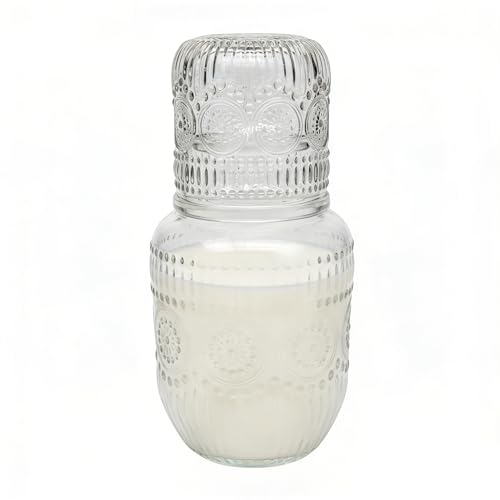 Glass Carafe with Cup | Snowflake Design Vintage Pitcher | Glass Carafe,for Tea Coffee Milk Juice Drink Tea Coffee Milk Juice