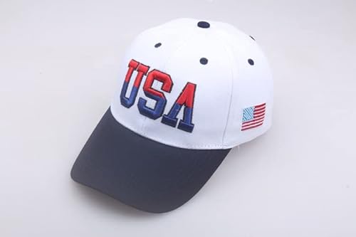 Fashion White Usa Baseball Caps American Flag Patriotic Hats Low Profile Golf Ball Hat Sports Fan Caps Cotton Denim For Men Women #TOP6
