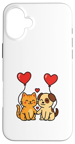 ���킢���L�ƌ��̃J�b�v���A�n�[�g�̕��D�B �X�}�z�P�[�X iPhone 16 Plus �p