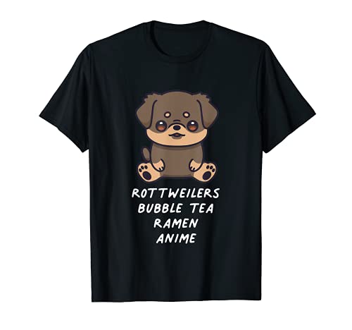 Rottweilers Bubble Tea Ramen Anime Kawaii Dog Lover Japan T-Shirt, Black