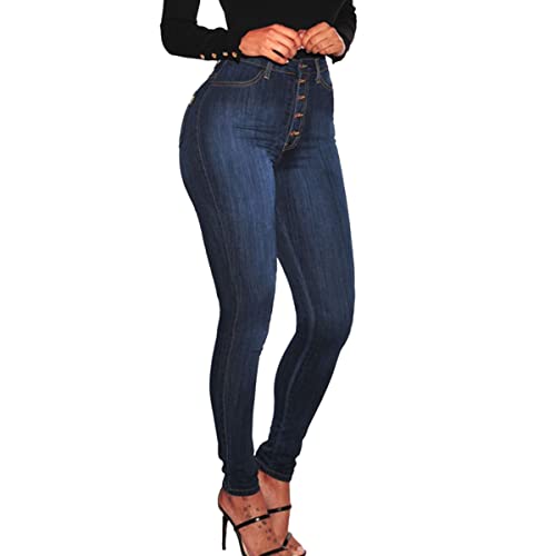 Women’s Classic High Waisted Skinny Denim Jeans Button Up Super Stretch Casual Slim Fit Stretch Butt Lifting Pants