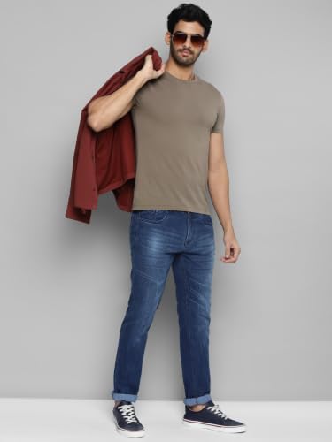Image of Allen Cooper Slim Mid Rise Stretchable Denim Jeans for Men