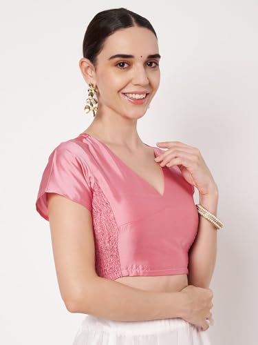 Image of studio rasa Women's Silk Blend Stretchable Blouse for Festive Wedding Party
