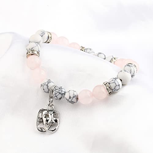 UJIMS Comedy Tragedy Masks Bracelet Drama Teacher Jewelry Theatre Mask Bead Bangle for Actor Actress Musical Gift4
