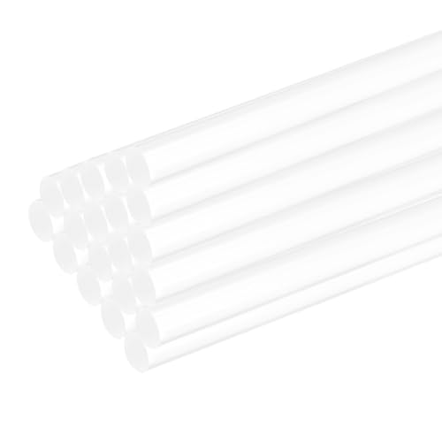 MECCANIXITY 20pcs Acrylic Round Rods 23/64" x 10" Clear Acrylic Dowel Rods Sticks Plastic Sticks Strip for DIY Crafts Lighting Gardening Decorations - 9mm x 250mm