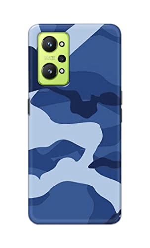 Image of Printed Hard Back Cover Case for Realme GT Neo 3T 5G Back Cover (Army Blue Pattern) -702