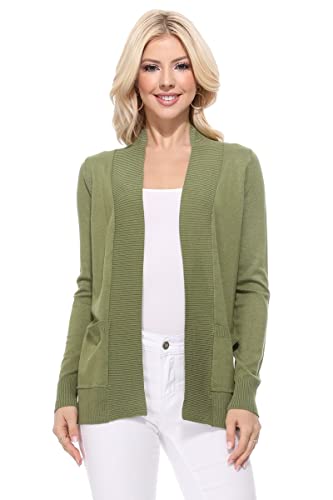 Image of YEMAK Women's Long Sleeve Open Front Knit Sweater Cardigan Shrug with Pocket (S-XL)