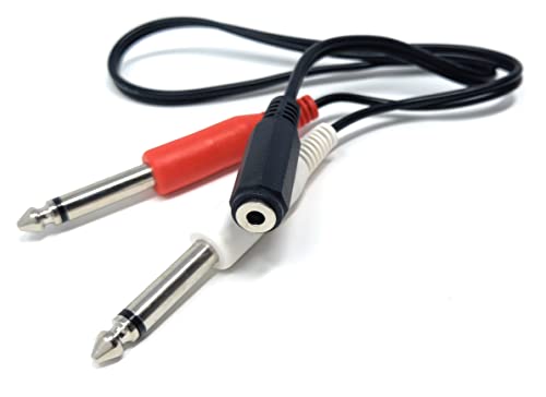 Image of DRUT 50cm short 3.5mm Stereo Socket to Twin 6.35mm Mono Jack Plugs, 1