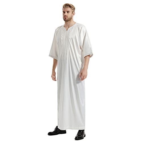 Caftán islámico de satén de seda: abaya de Oriente Medio con acabado premium 6