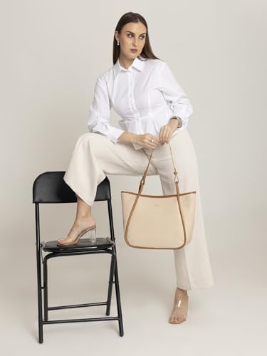 Image of EXOTIC Formal Laptop Handbag for Women, Herringbone Pattern, Leather Trim, Tote Style with Adjustable Shoulder Strap