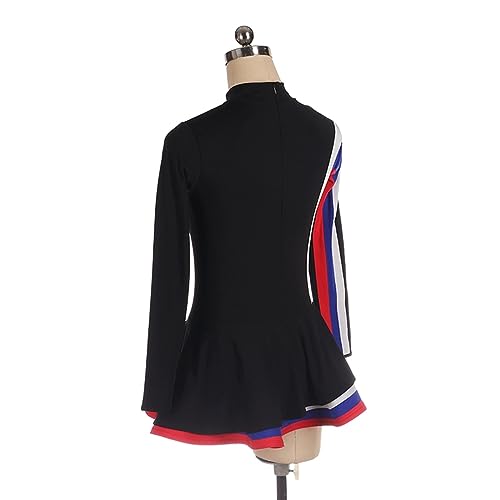 Vestido de patinação artística, emenda de linha simples de três cores Competição de patinação artíst