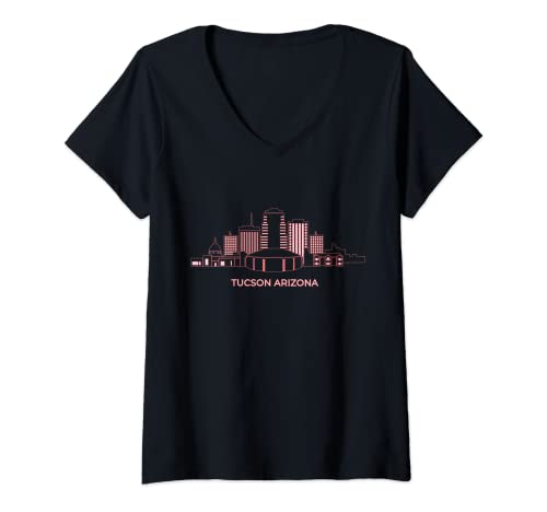 Womens Tucson Skyline Vintage Tucson Arizona V-Neck T-Shirt